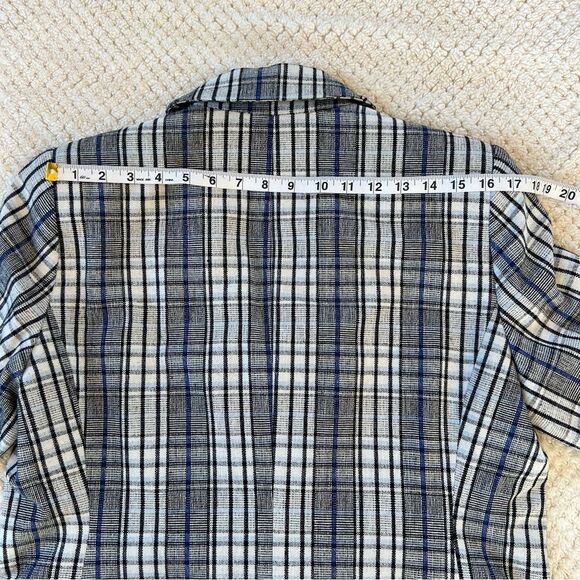 Nine West Long Lined Academia Black Plaid Multicolor Poly Wool Blend Blazer XL - Picture 14 of 14